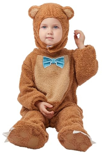 Spooktacular Creations Costume tuta da orso per neonati e bambini piccoli, costume da orso di Halloween con cappuccio da orso e stivaletti da orso per feste in costume di Halloween(3T (3-4 YRS))