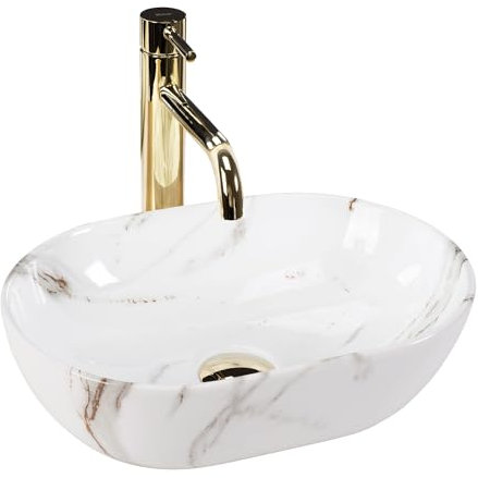 Rea Vasque à poser MINI AIAX SHINY Lavabo de salle de bain 380 x 260 x 120 mm en Céramique (imitation pierre)