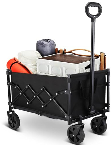 Chariot Utilitaire Pliable avec Roues et poignée télescopique pour Le Jardinage, Le Camping, Le Shopping et Les Sports de Plein air