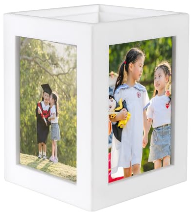 Suanti Picture Frame, 3.5x5 Photo Cube Storage for 4 Pictures, Multi-Purpose Photo Box Vase, Desk Centerpiece with Flower Holder for Home Office Decor, Custom Photo Gift for Mother's Day, Grandmother, Friend - Acrylic