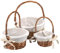 Weidenkörbchen-Set mit Baumwolleinlage, 3 Größen, romantischer Vintage-Look (braun)