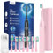 Sonic Electric Toothbrush for Adults and Kids - Sonic Toothbrush with 8 Toothbrush Heads and 5 Modes, 120 Days Battery Life, 50000 VPM, Travel Case and Wall Holder, 2 Minute Timer, USB C (Pink)