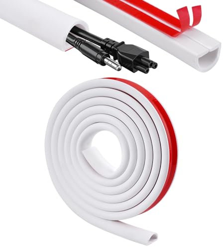Mini Canalina Passacavi Adesiva 2 Metri Nascondere 1 Cavo,Autoadesiva Canali a Cavo Semicircolare Dimensione di Apertura 1,5 cm, Canalina Piccola Bianca Materiale PVC Flessibile per HDMI, USB e Cavi