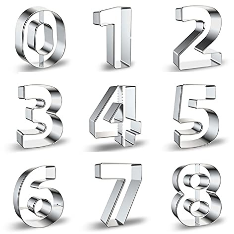 Cortador De Galletas, 9 Piezas Molde Numeros, Cortadores Galletas Otoño Acero Inoxidable, Herramientas Para Hornear Con Forma De Número Para Hacer Galletas, Bizcochos y Masa En Casa