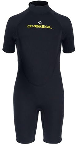 Miutii Neoprenanzug Kinder Jungen Kurz Tauchanzug 2,5mm Neopren Badeanzug mit Reißverschluss Schnorcheln Surfen Tauchen Schwimmanzug A Schwarz 158-164