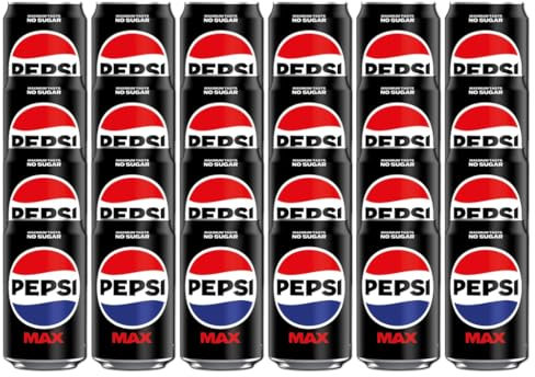 Pepsii MAX SUGAR FREE Cola Flavoured Fizzy Soft Drink Maximum Taste and Low in Calories with Sweetners 330ml Can Suitable for Vegan Recyclable (Pack of 24)