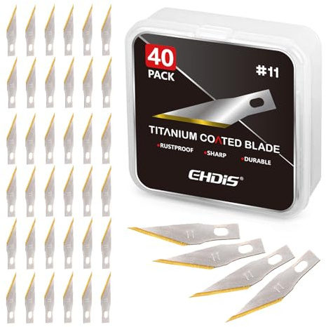EHDIS 40 pezzi Lame di Cutter Precisione, Lame in Titanio, Lame di Taglierino di Precisione, Lame per Bisturi Modellismo, inclusa in una scatola di conservazione