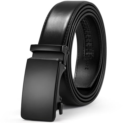 VONMELLI Cintura Uomo, Cintura Pelle con Fibbia a Cricchetto Automatica 35mm, Cintura Regolabili per Adattarsi, Adatto per abbigliamento da lavoro e casual, Idea Regalo Nero (fibbia nera opaca) S
