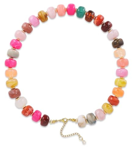 Mikovivi Tjockt Färgglatt Pärlhalsband, Boho Chunky Pärlhalsband Färgglada Moderna Smycken för Kvinnor Moderiktiga Accessoarer