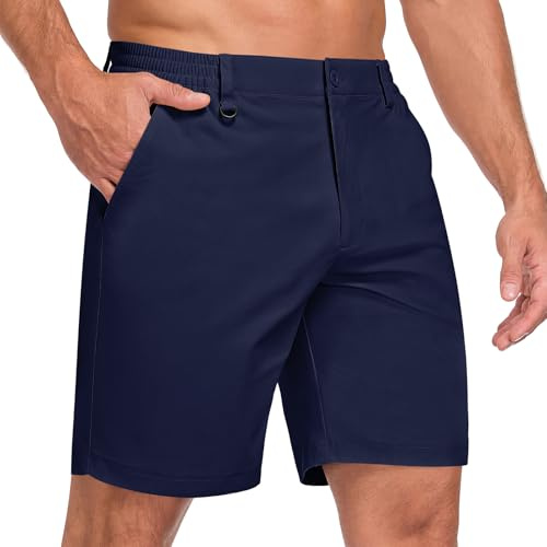 Zoofly Short de Golf pour Homme Taille élastique Short Cargo été Bermuda décontracté Coupe Classique Pantalon habillé avec Poches