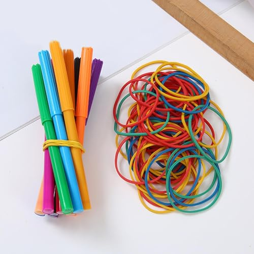 Starka Gummiband 300 stycken färgglada stretchöglor | Hårband för pyssel och För Kontor, Skola, Klassrum, Handarbete, Pyssel, , Pendling, Arkivering, Organisering, Post, Dokument
