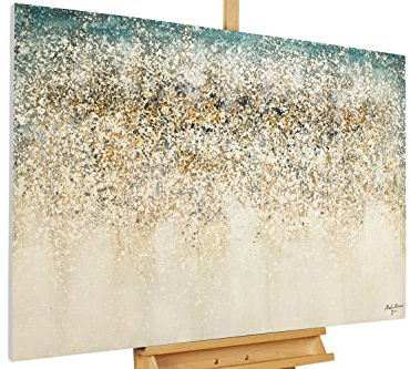 Kunstloft Acrylic painting | 100% HANDPAINTED | 47x31inches | Framed wall art 'Forerunner' | Abstract | Blue Beige | Painting on canvas