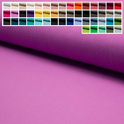 Premium Jersey Uni Stoff mit 150 cm Breite, Hochwertiger Baumwolljersey in Oeko-Tex 100, Meterware ab 25 cm Zuschnitt - ca. 60 Farben immer vorrätig (16. Lila)