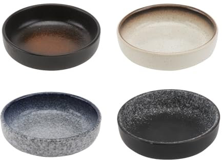 Ceramic Dipping Bowls Set of 4 Cabilock Ceramic Soy Sauce Dish Plates, Japanese Tapas Dishes, Sushi Soy Dipping Bowls, Asian Sauce Bowls for Ketchup, BBQ, Condiments, Appetizer
