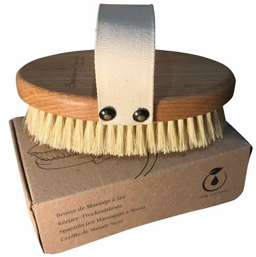 Stephanie Franck Beauty Dry Brushing Körperbürste – feste Trockenmassage-Bürste, Tampico Fibre & FSC-Buchenholz, 100% Vegan, plastikfrei, Peeling, straffe Haut, Made in Germany