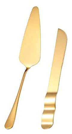 ARFUKA Gold Stainless Steel Cake Knife & Server Set Multifunctional Pastry Tools for Cake, Pie & Dessert Elegant Serving Set for Kitchen, Restaurant, Party & Wedding