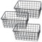 SINJEUN Lot de 3 grands paniers de rangement en fil métallique noir avec poignées, paniers de rangement en fil métallique pour armoire, bureau, salle de bain