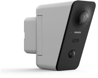 Philips Welcome Philips Ultra HD 2K-Erkennungskamera für den Außenbereich, motorisiert und vernetzt, mit menschlicher Form, Auto-Tracking, integrierte Sirene, 105 dB, Notfall-Akku, Nachtsicht, IP66,