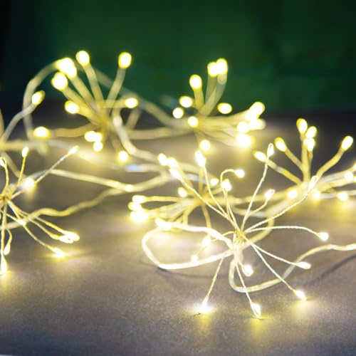 Talking Tables Allium Starburst Lights Funciona con Pilas, Cadena de Luces LED de 2 m para Interiores, Luces de Fuegos Artificiales de racimo para Navidad, decoración de Dormitorio, Boda