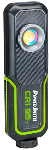 PowerSmith 500 LM Rechargeable LED Color Match (CRI 95+) Inspection Light, Two Color Temperatures 5000K/3500K, Hanging Hook, Magnetic Base with USB-C Charging Cable and 2 Year Warranty (PILC95500)