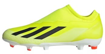 adidas Mixte X Crazyfast League Laceless Firm Ground Boots, Solar Yellow/Core Black/Cloud White, 44 2/3 EU