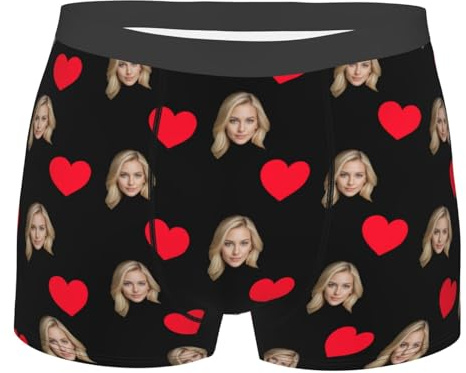 WINKEEY Personalisiert Herren Unterhose Boxershorts Mit Gesicht Foto Geschenke Für Männer Lustige Unterwäsche Personalisierte Geschenke Jahrestag Geschenk Für Ihn Geburtstag Partner Paar Geschenk,3L