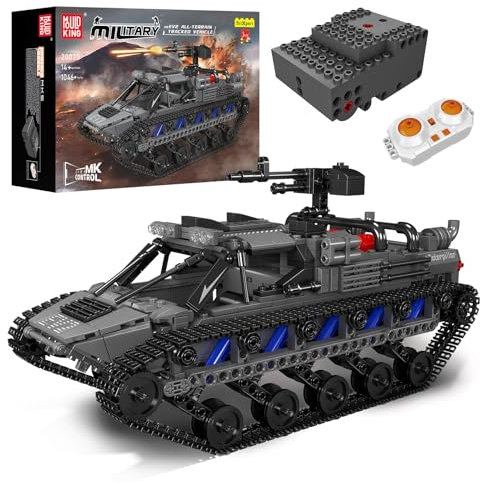 Mould King 20030 MOC Technik EV2-Panzer Ferngesteuert mit elektrischem Gyroskop und Sound Technik Transporter Tank, EV2 Geländegängiges Raupenfahrzeug Technologie Klemmbausteine Bausatz （1046+ pcs）