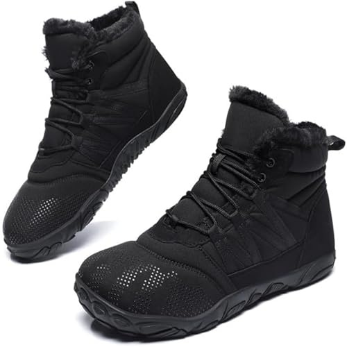 Barefoot Botas de Nieve Zapatos Invierno Hombre Mujer Forro Cálido Resistente al Agua Antideslizante Caliente Cómodas y Abrigadas Casuales Boots Unisex Negro EU42