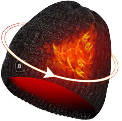 ARRIS Gorro térmico de forro polar con calefacción eléctrica, con batería recargable de 7,4 V, para invierno y exteriores, color negro, Negro , Talla única