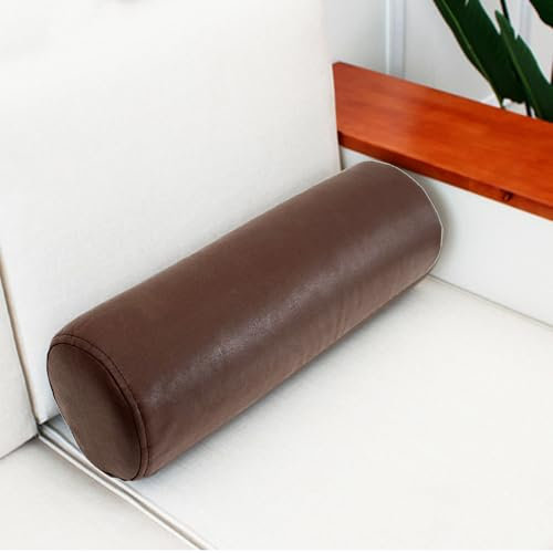 DUOLEH Rundes Zylinderkissen, wasserdicht, Nackenrolle, Armlehnenstützkissen, Bettkissen, Schlafkissen, Nachtschutz, abnehmbares Kopfteilkissen (50 x 20 cm, Braun)