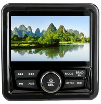 Junterone Marine Radio Boat Stereo Bluetooth FM AM Digital Media Audio Player Waterproof for Yacht ATV UTV Golf Cart Motorcycle Accessories Parts