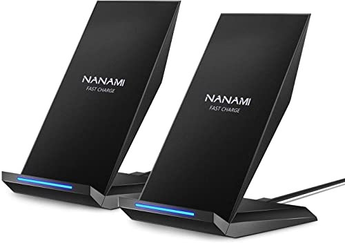 NANAMI Wireless Charger, 2-Pack 10W induktive ladestation für Samsung Galaxy S25 S24 S23 S22 S21 S20 S10 Note 20 Plus Ultra,7.5W Qi Kabelloses Ladegerät für iPhone 17 16 15 14 13 12 11 Pro Max XR Mini