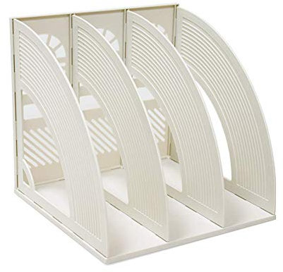 WJYLM Fichier Magazine Support de fichier, 4 Compartiments collecteur de Catalogue Amovible Dossier,pour Les journaux Documents de Stockage, Organisateur Livres de Bureau Plastique,Blanc,Triple