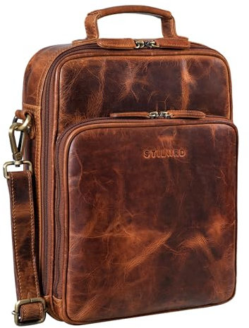 STILORD 'Can' Männer Tasche Leder groß Vintage Herrentasche Umhängetasche 13,3 Zoll Cross-Body Bag Leder Unikat für den modernen Mann Echtleder, Farbe:kara - cognac