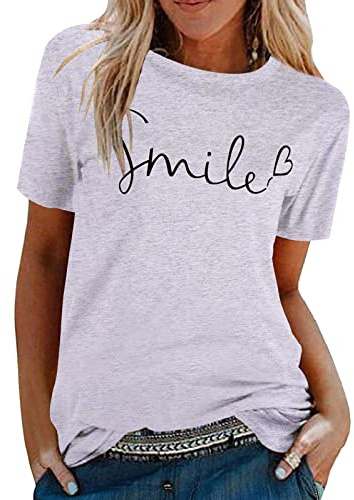 Tuopuda T-shirt damer, sommartoppar, rund hals, kortärmad tryck, blus, baströja, bekväm bomull, tunika, t-shirt, toppar, smal skjorta för vår, sommar, höst