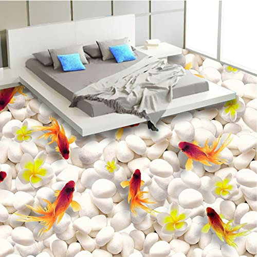 Kuletkear Fish Wall Mural Stone Peel and Stick Self-Adhesive Wallpaper Bathroom Theme Removable Large Sticker Waterproof Wall Decor Print Picture Image Design 495x353cm