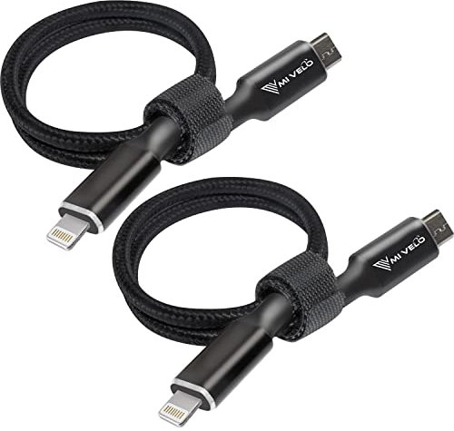 MIVELO E-Bike Ladekabel Set(2St.) für Bosch Intuvia, Kiox(außer 300), Nyon (alt) - für iPhone lightning oder Android USB-C, Micro USB Kabel für E-Bike Display 35 cm, OTG-Funktion, eBike Zubehör, 2 St.