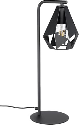 EGLO Carlton 5 Bordslampa, dekorativ vintage-sänglampa med lampskärm | vardagsrumslampa av svart metall, E27-sockel