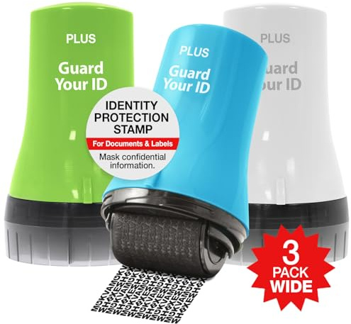 Guard Your ID Wide Identity Theft Protection Roller Stamp, 3-Pack for Mail