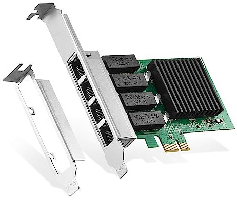 Binardat 4 Port Gigabit PCIe Netzwerk Adapter, Realtek RT8111H Controller 1000/100Mbps Ethernet LAN NIC Karte für Windows/Linux/Mac