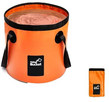 Voarge Portable Folding Water Bucket, Outdoor Washing Bowl for Camping, Collapsible Storage Container for Travel, Hiking & Fishing, Orange, 12L