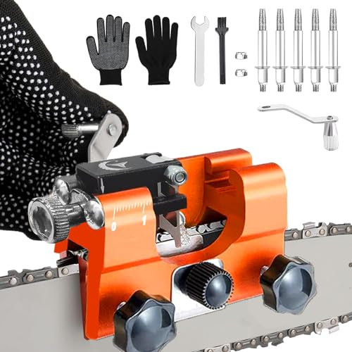 Affilacatene Per Motosega, Affila Motosega Portatile, Affilacatene Manuale Per Motosega, Affilacatene, Set con 5 Testine Abrasive, Per Tutti i Tipi di Motoseghe