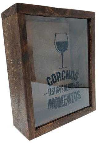 Aketemola Caja Almacenamiento para corchos de Botellas de Vino Madera Color Nogal Reciclar y coleccionar (Texto 3)