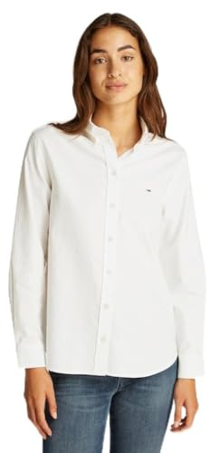 Tommy Jeans Chemise Femme Oxford Regular Fit, Blanc (Ecru), M