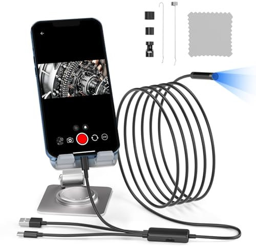 Syfunlv Endoscope Camera with 6 LED Light,1920P HD-Auflösung,4 in 1 Type Snake Inspection Camera, IP67 Waterproof, No WiFi Required,USB Endoscope Channel for Android & iOS, Tablet (1m)