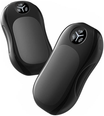 Handwärmer Wiederaufladbar Taschenwärmer 2er Set, Handwärmer Elektrisch mit LED-Anzeige, Tragbar Magnetische 3 Heizmodi für Raynaud Outdoor Camping Heizung Wandern Jagd Ski Golf (Schwarz, 2 Stück)