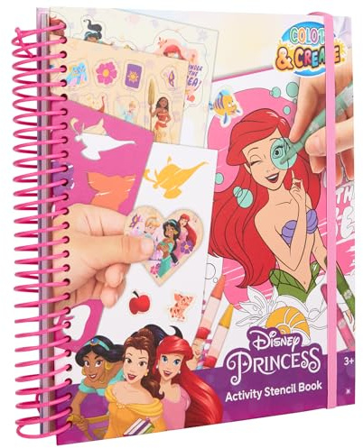 Disney Princess – Color & Create – Libro con plantillas para colorear – Set creativo para niños (DP24356)