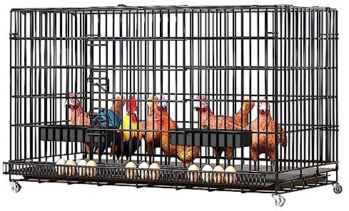 HPTHLY Pollaio in Metallo, Recinto per Polli Pieghevole con Ruote, Recinto per Conigli, Recinto Portatile per Animali di Piccola Taglia,