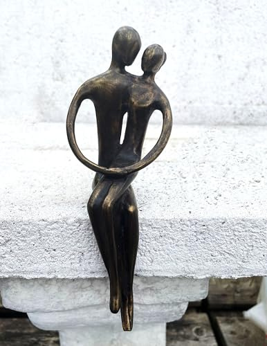 Bronzefigur Paar umarmend 7x20cm Kantensitzer Kantensitzer Bronze Skulptur