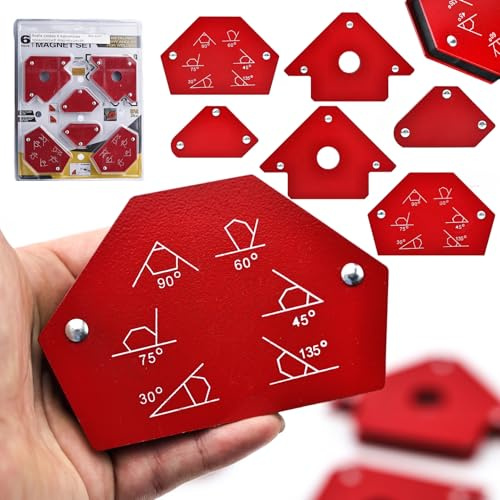 Rosfix Set Squadre Magnetiche per Saldatura 6 Pezzi – Acciaio Inossidabile, Angolo Fisso, 1,48 kg | Supporto Magnetico per Saldatori | Accessorio Lavorazione Metallo